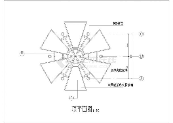 一套常用园林玻璃亭景观设计施工图-图二