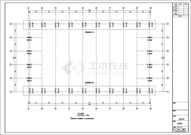 【浙江】某预应力混凝土屋架排架结构厂房设计图-图一