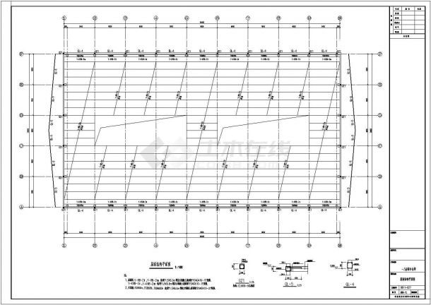 【浙江】某预应力混凝土屋架排架结构厂房设计图-图二