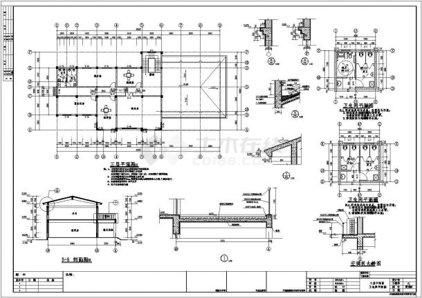 【江苏】某地小区三层会所建筑设计施工图-图二