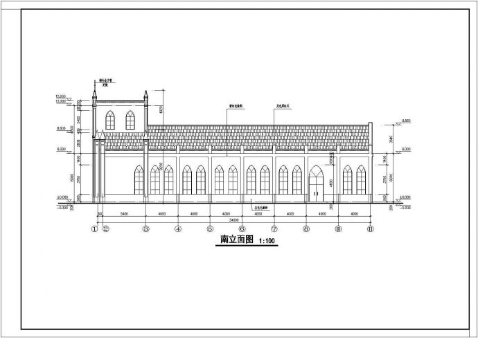 某地单层框架结构小教堂建筑设计施工图_图1