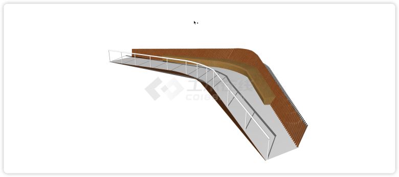 木方竖线围栏起伏现代风格桥su模型-图一