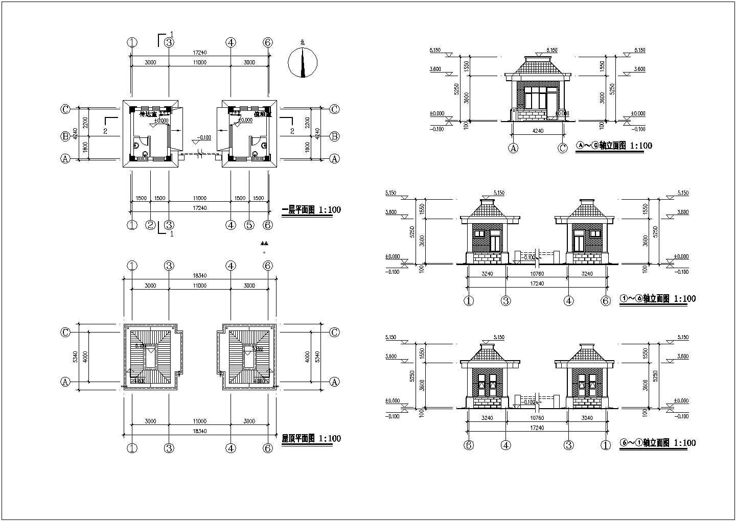 某地一层框架结构门房建筑设计施工图