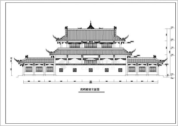 某景区古建筑二层药师殿建筑设计施工图-图二