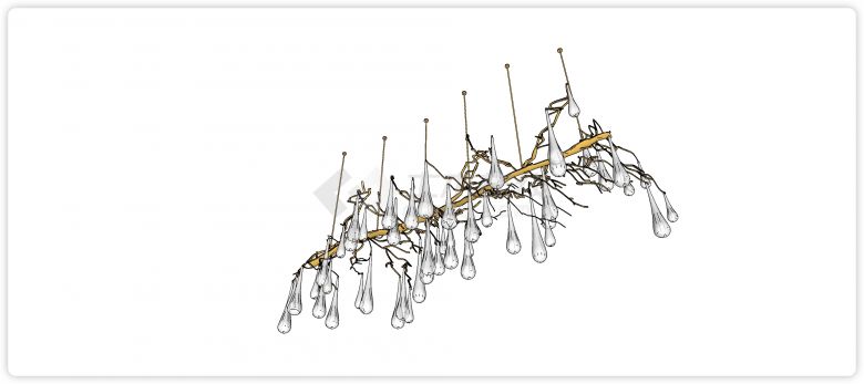 树枝吊瓶造型吊灯su模型设计-图二