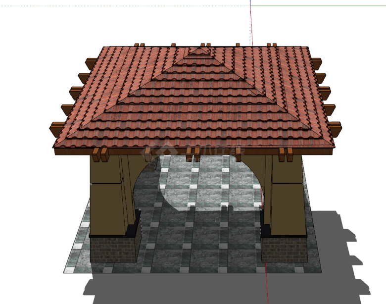 东南亚风格大型方亭su模型-图一