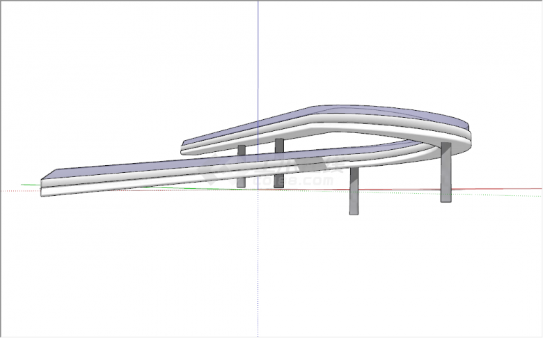 现代紫色景观桥步行桥su模型-图二