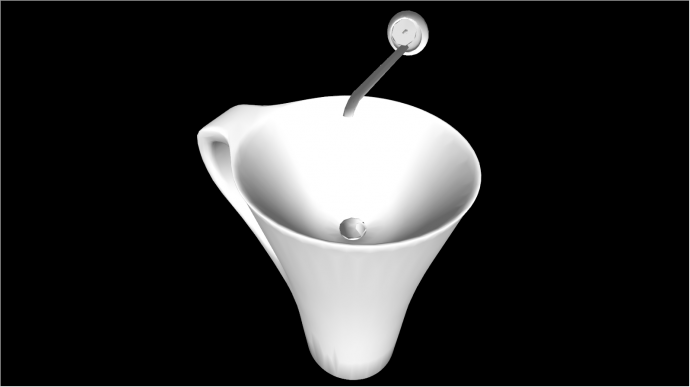 室内洗手盆组合茶杯型圆形su模型_图1