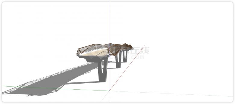 拼连三角形结构围栏景观桥su模型-图二