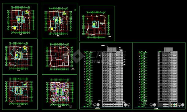 某高档小区精品高层住宅楼建筑设计cad施工方案图-图一