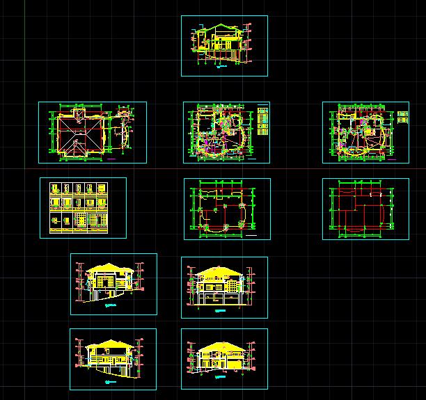 某地大型别墅施工建筑CAD图纸（共11张）_图1