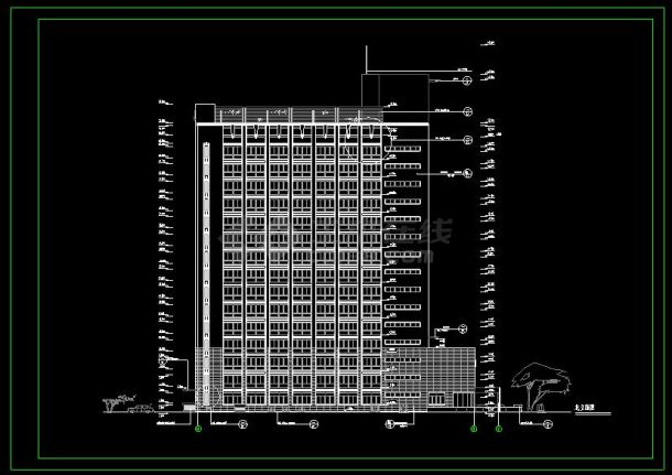 某地经典高层办公楼建筑设计cad施工方案图-图二