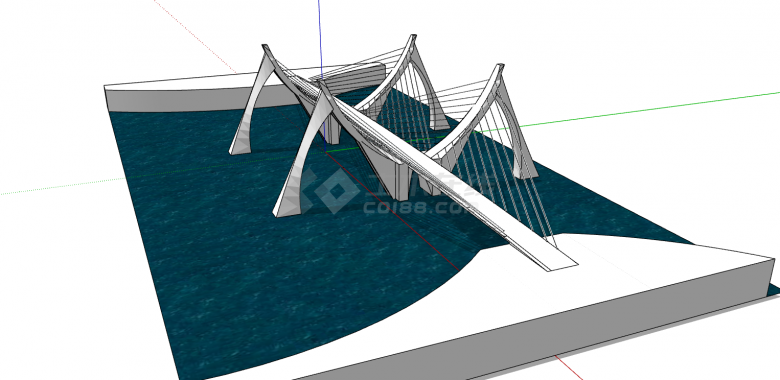 现代科技感浅色斜拉桥su模型-图二