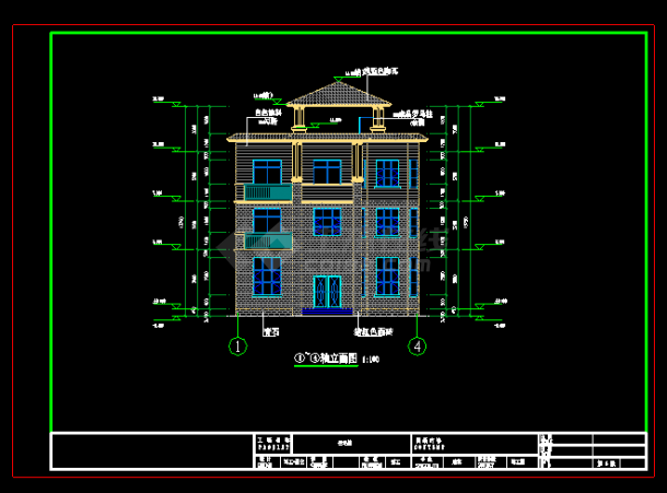 某多层中式别墅建筑cad设计平立面图-图一