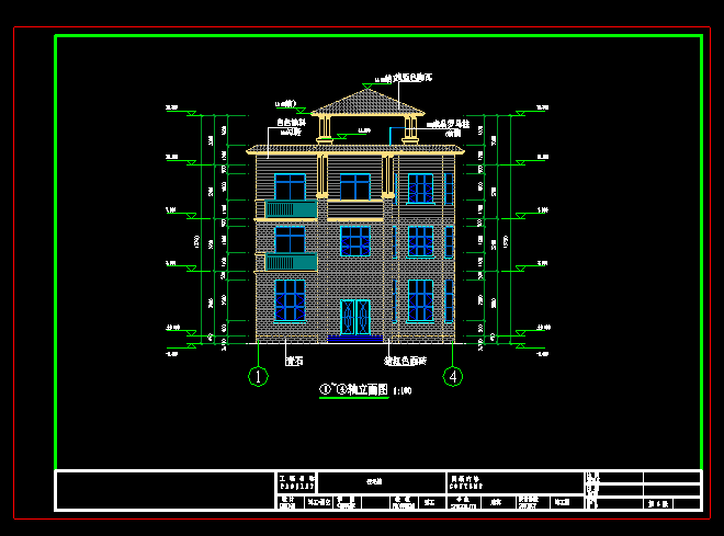 某多层中式别墅建筑cad设计平立面图_图1