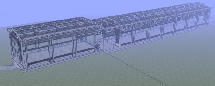 森林公园玻璃长廊建筑su模型_图1