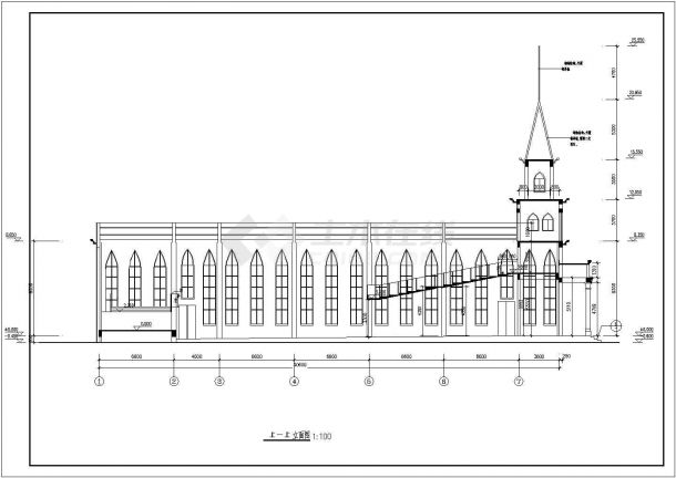 某地教堂完整建筑结构设计图-图一