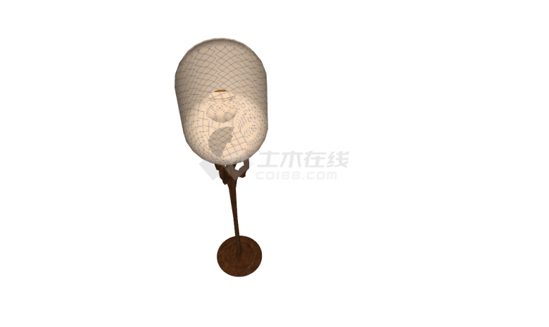 中式纸质圆筒灯具su模型-图二