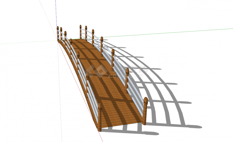 新中式木钢混合木桥su模型-图一