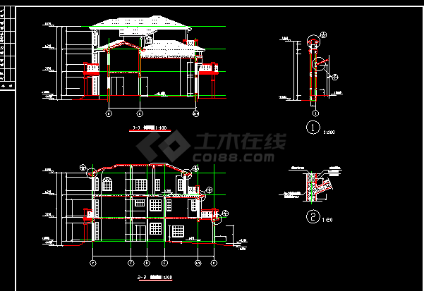 全套上海某区绿洲某别墅施工图CAD图纸-图二