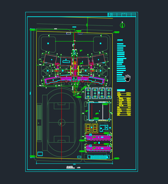 比较详细的某地学校建筑规划CAD定位图_图1
