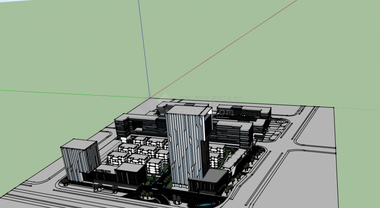 马鞍山软件园建筑设计方案su模型-图二