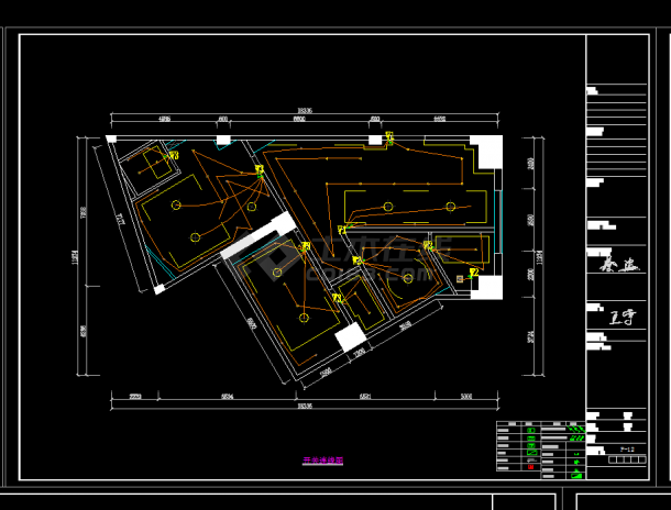 某地区凯歌归茶楼动功能厅装修设计cad详细施工图-图二