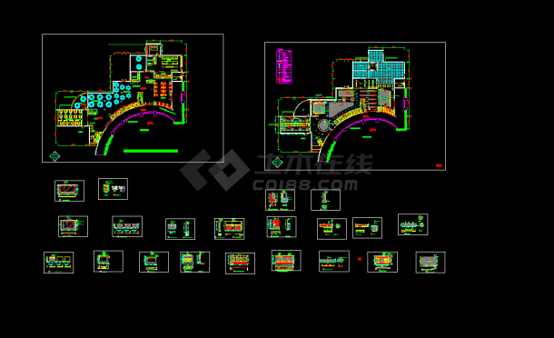 某高速公路服务区餐厅装修设计cad施工图纸-图一