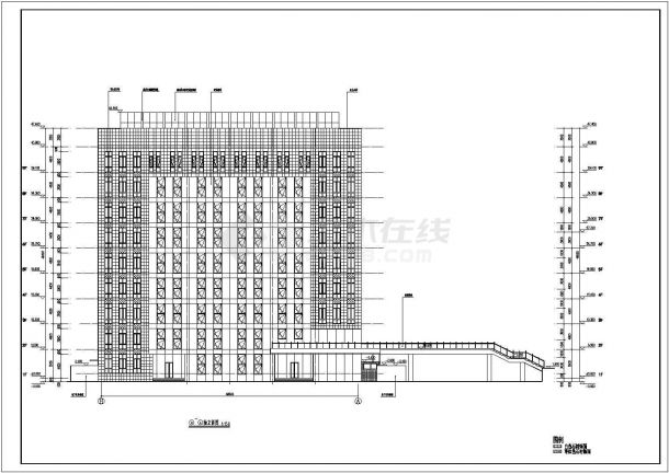 某地九层框剪结构图书馆建筑方案图-图二