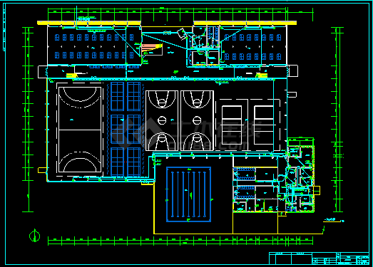 某市某大学体育中心电气照明施工图CAD图纸-图二