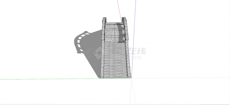 大理石材质中式桥su模型-图二