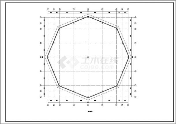 某纯钢结构八角亭建筑施工图-图一