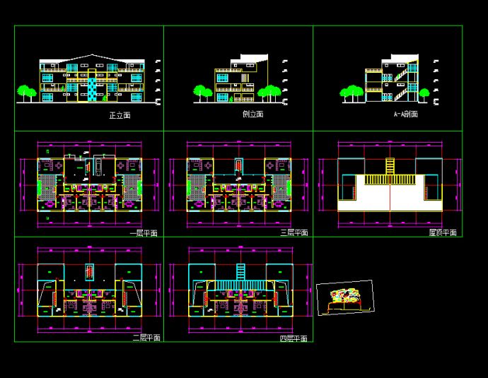 四层别墅建筑设计图纸（含效果图）_图1