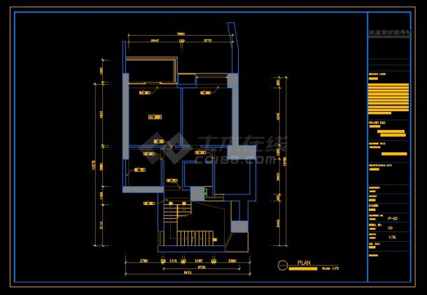 金域蓝湾简洁欧式风格别墅装修设计cad施工图-图二