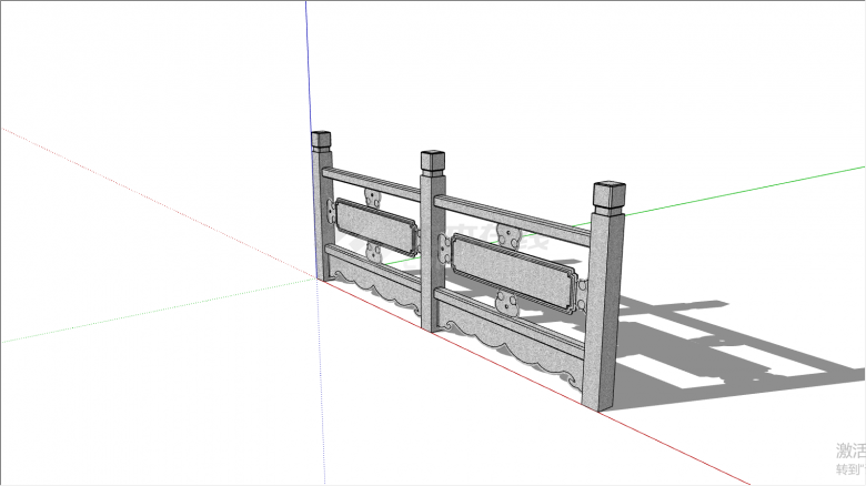 公园用中式拱桥围栏su模型-图二