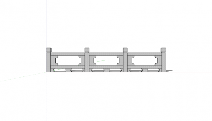 中式栏杆镂空图案su模型_图1