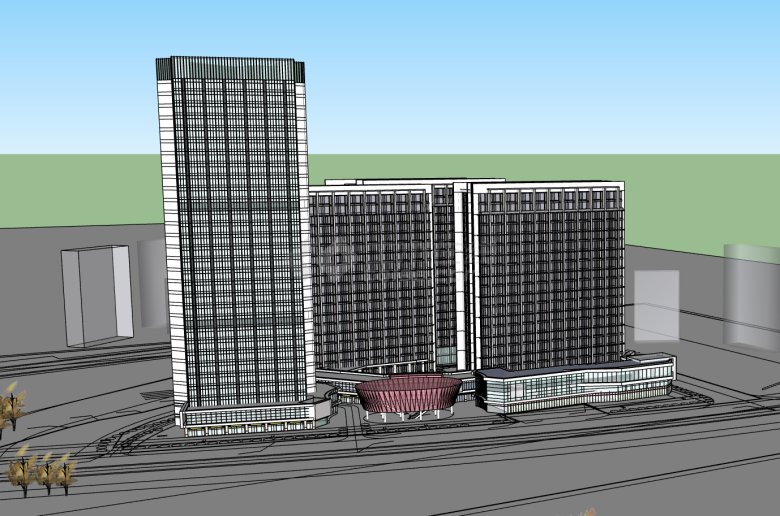 广州南沙大型综合体办公楼su模型-图二