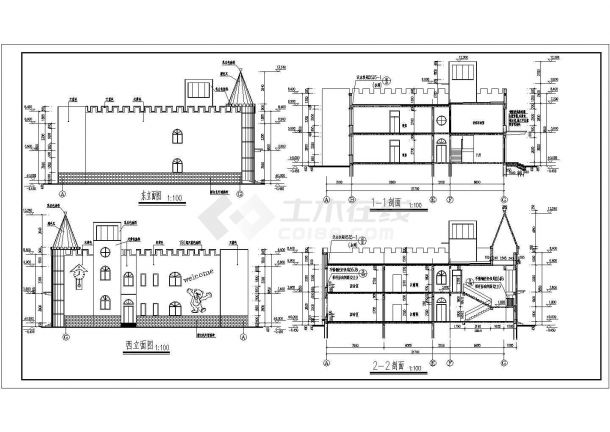 某住宅小区二层幼儿园建筑设计施工图-图二