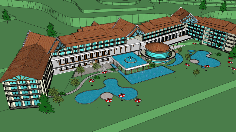 东南亚的五星级度假酒店设计su模型-图二