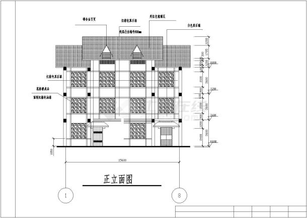 某地三层框架结构学校食堂建筑方案设计图-图一