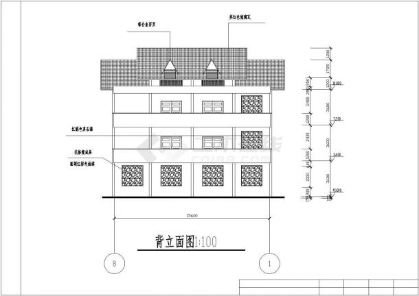 某地三层框架结构学校食堂建筑方案设计图-图二