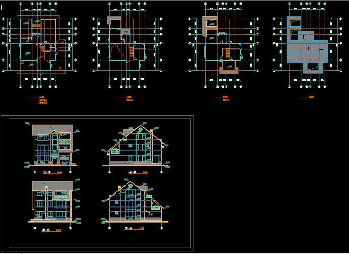 一套经典三层别墅建筑结构图纸（共8张）_图1