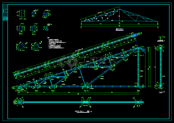 常用24米跨钢结构屋架结构设计图