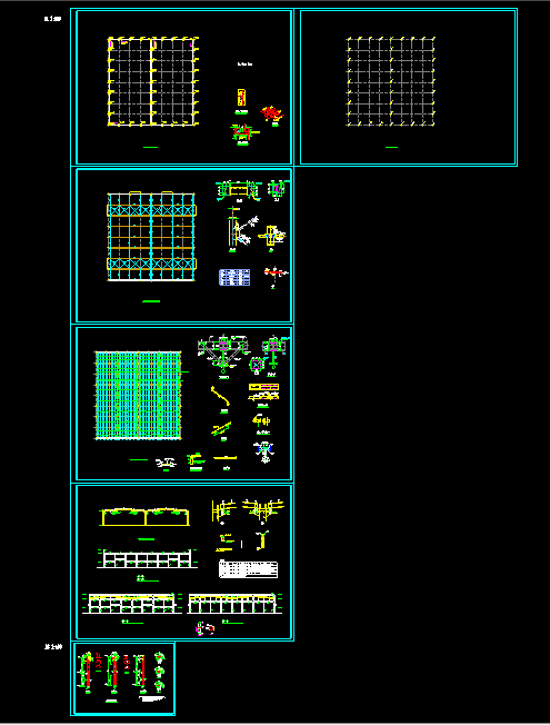 24米两跨钢结构排架结构cad施工图-图一