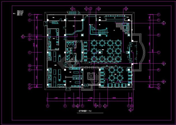 某地多层中式餐厅室内装修设计CAD施工图-图二