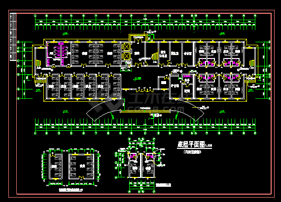 某医院住院部全套施工CAD详细设计图-图二