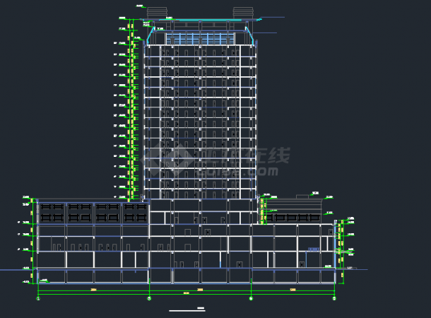 某地区高层塘栖酒店大厦建筑设计CAD施工图-图二