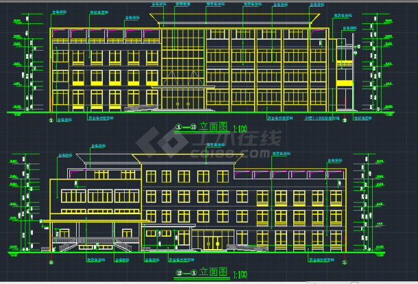 某地三层警察学校教学楼建筑设计CAD施工图-图二