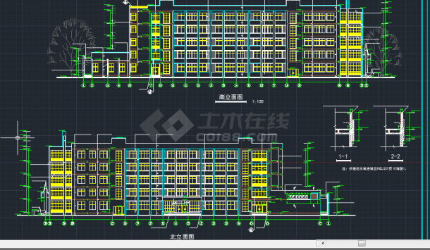 某地区五层学校教学楼建筑设计CAD施工图-图二