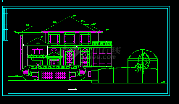 豪华别墅室内装修施工CAD设计方案图纸-图二